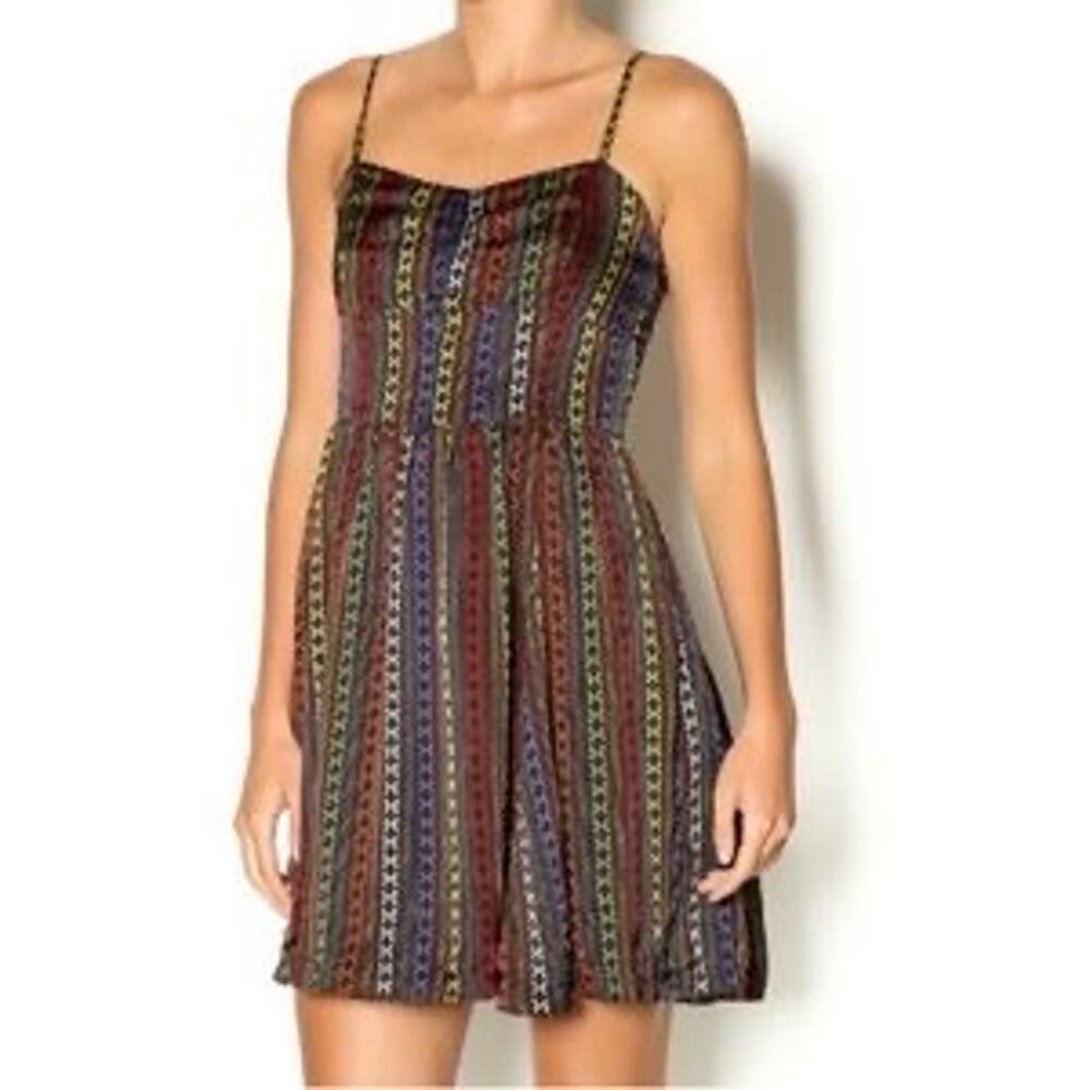 Jack Mini Dress Womens S Black Multicolor Tribal Boho Festival Hippie Indie